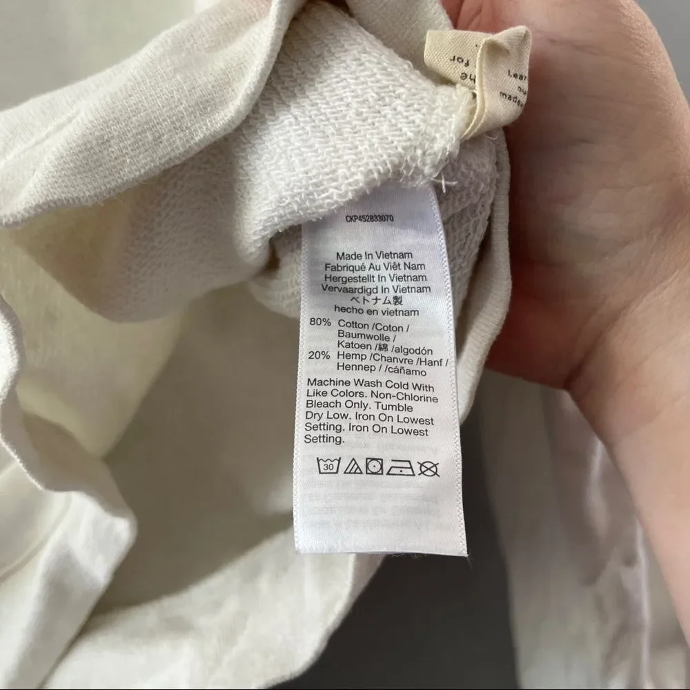 Madewell Women's Ivory Hemp-Cotton V-Neck Sweatshirt XS MD050